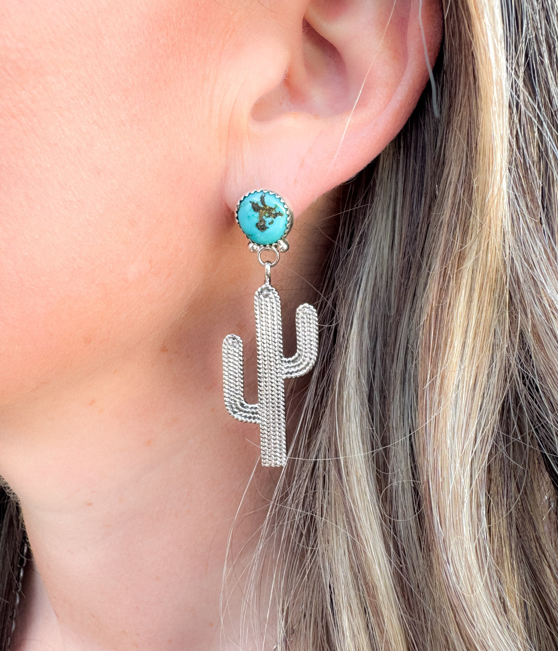 Anne Spencer Kingman Turquoise Cactus Earrings - Concordia Style Boutique