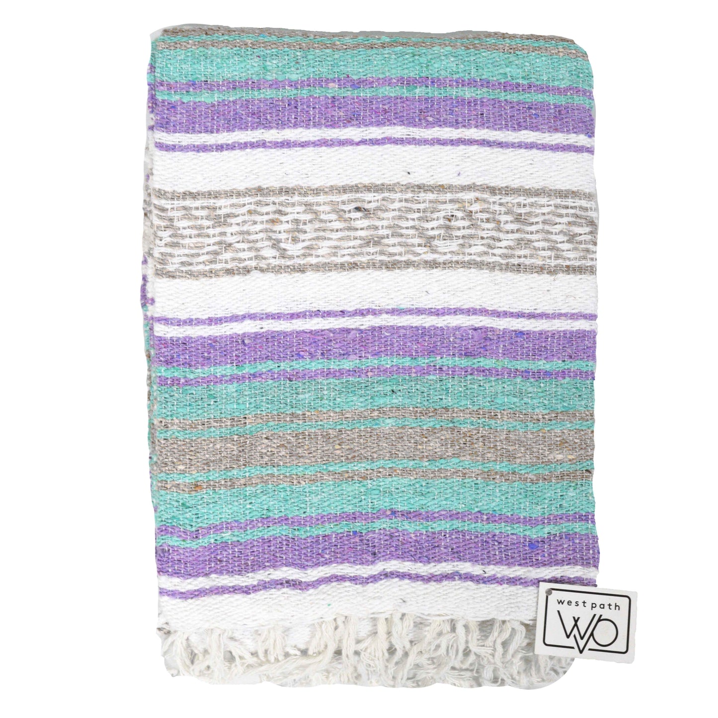 Seafoam Green & Pastel Purple Mexican Falsa Blanket - Concordia Style Boutique