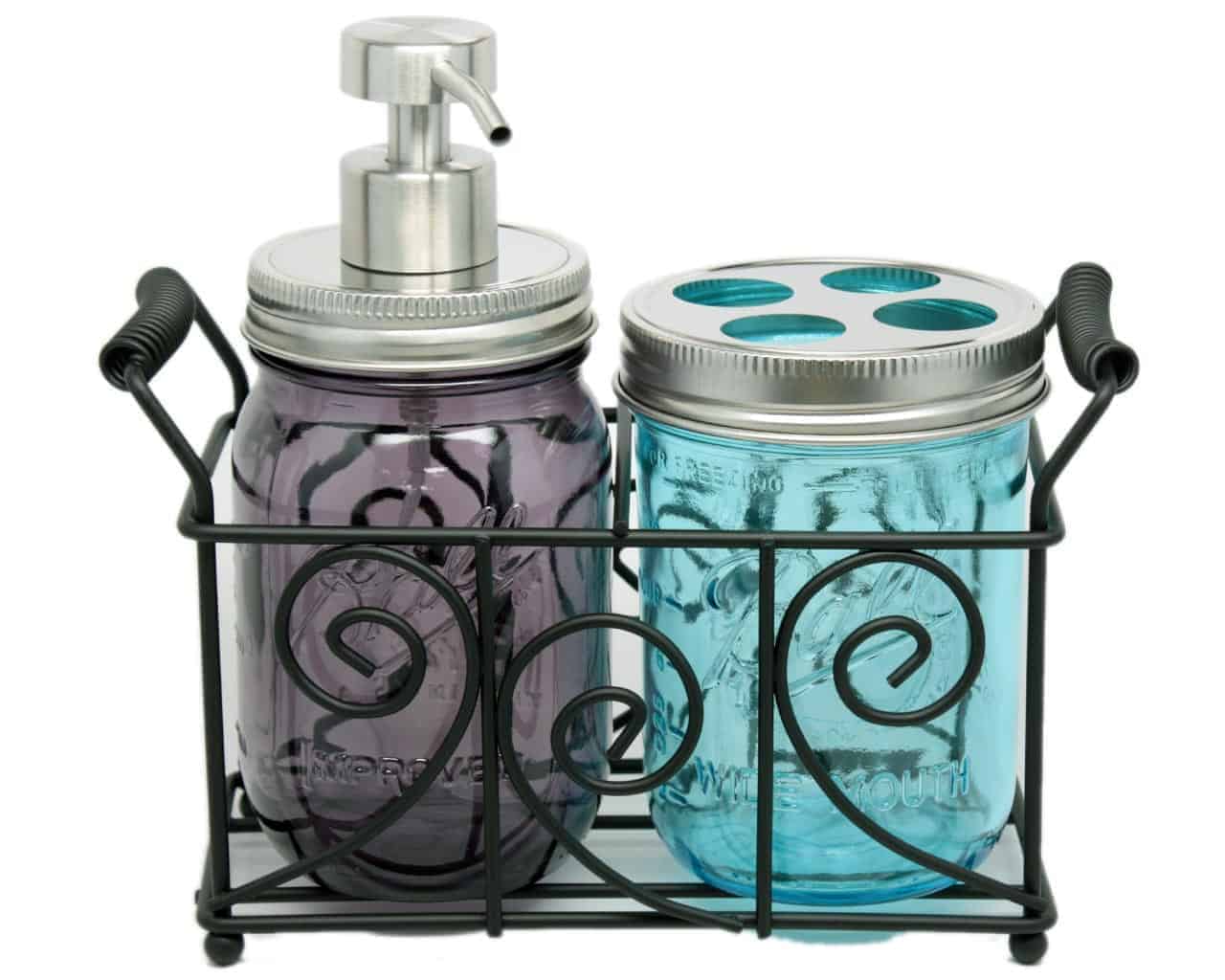 Swirl Black Metal Caddy for 2 Pint Mason Jars - Concordia Style Boutique