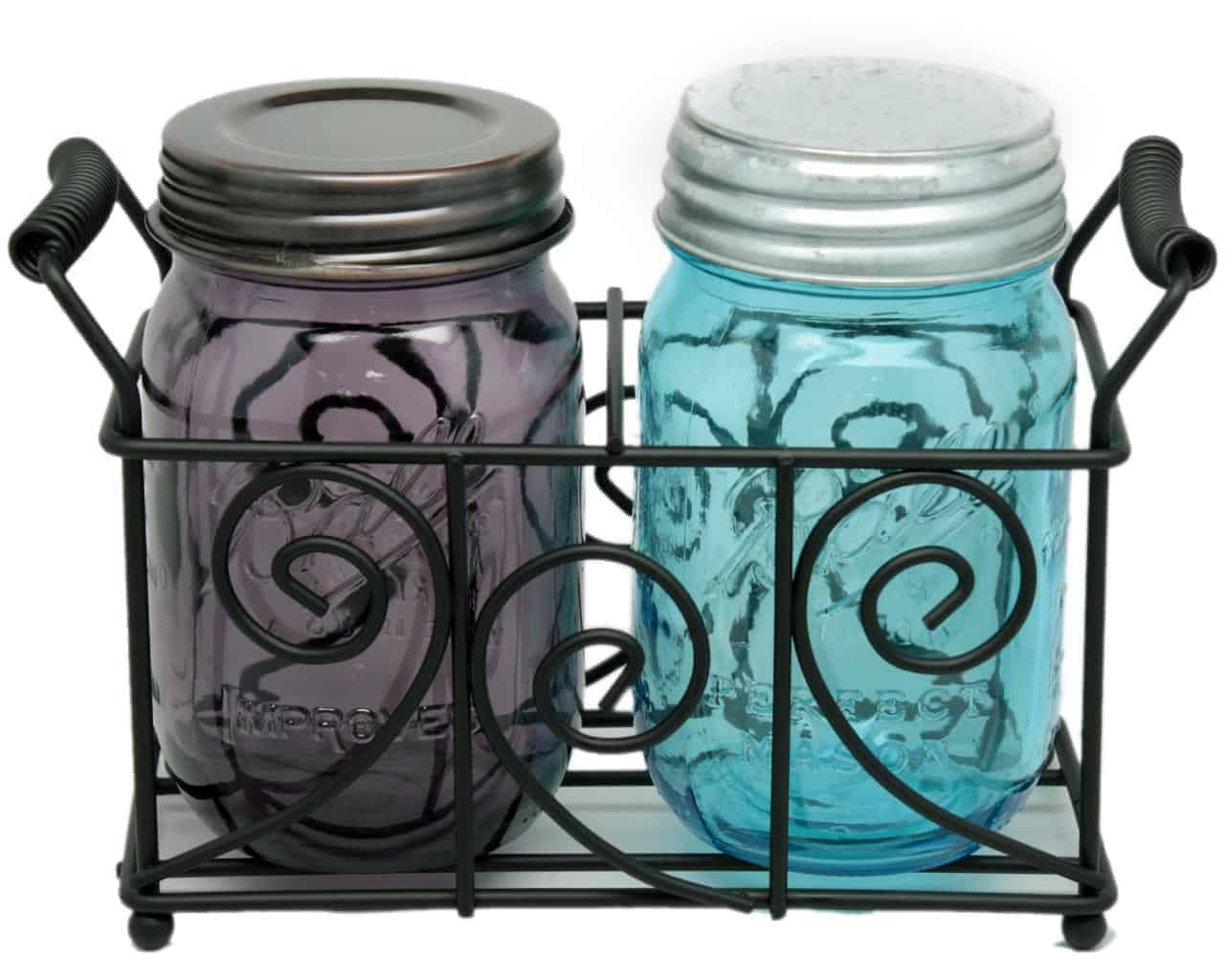 Swirl Black Metal Caddy for 2 Pint Mason Jars - Concordia Style Boutique