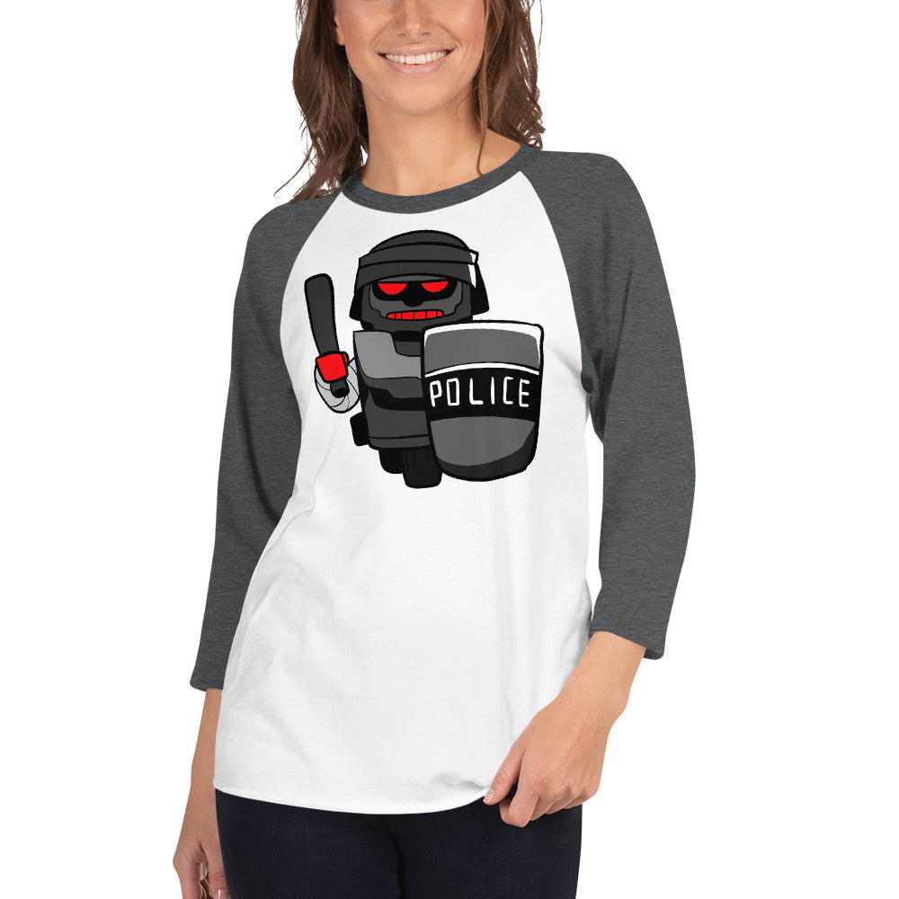 Inhuman Police Robot Cartoon 3/4 sleeve raglan shirt - Concordia Style Boutique