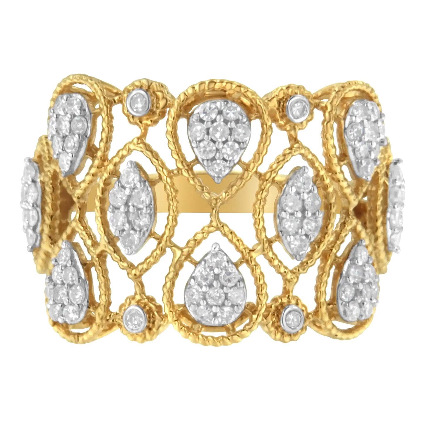 *1 Left* 14K Yellow Gold Diamond Art Deco Ring (1/2 Cttw, H-I Color, I1 Clarity) - Concordia Style Boutique