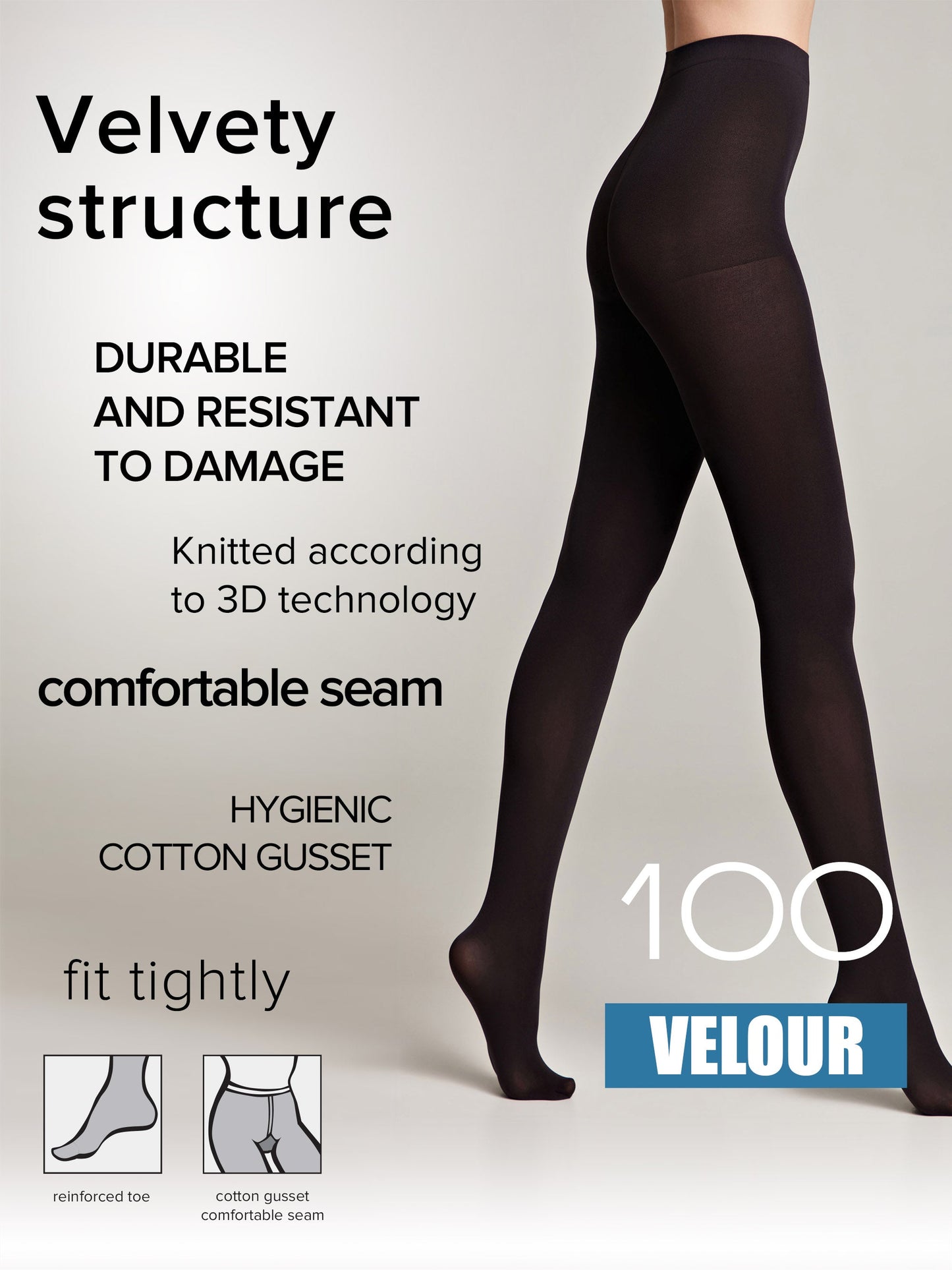 Tights Conte Velour 100 Den - Matte Warm Microfibra - Concordia Style Boutique
