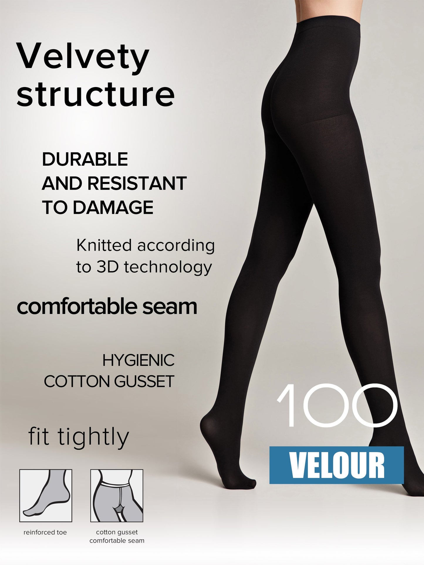 Tights Conte Velour 100 Den - Matte Warm Microfibra - Concordia Style Boutique