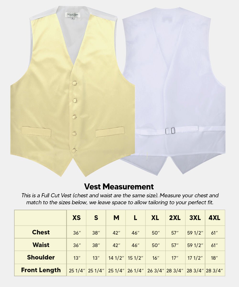 Vittorio Farina Men's Satin Vest, Necktie, Bow Tie and Pocket Square Set (White Back)