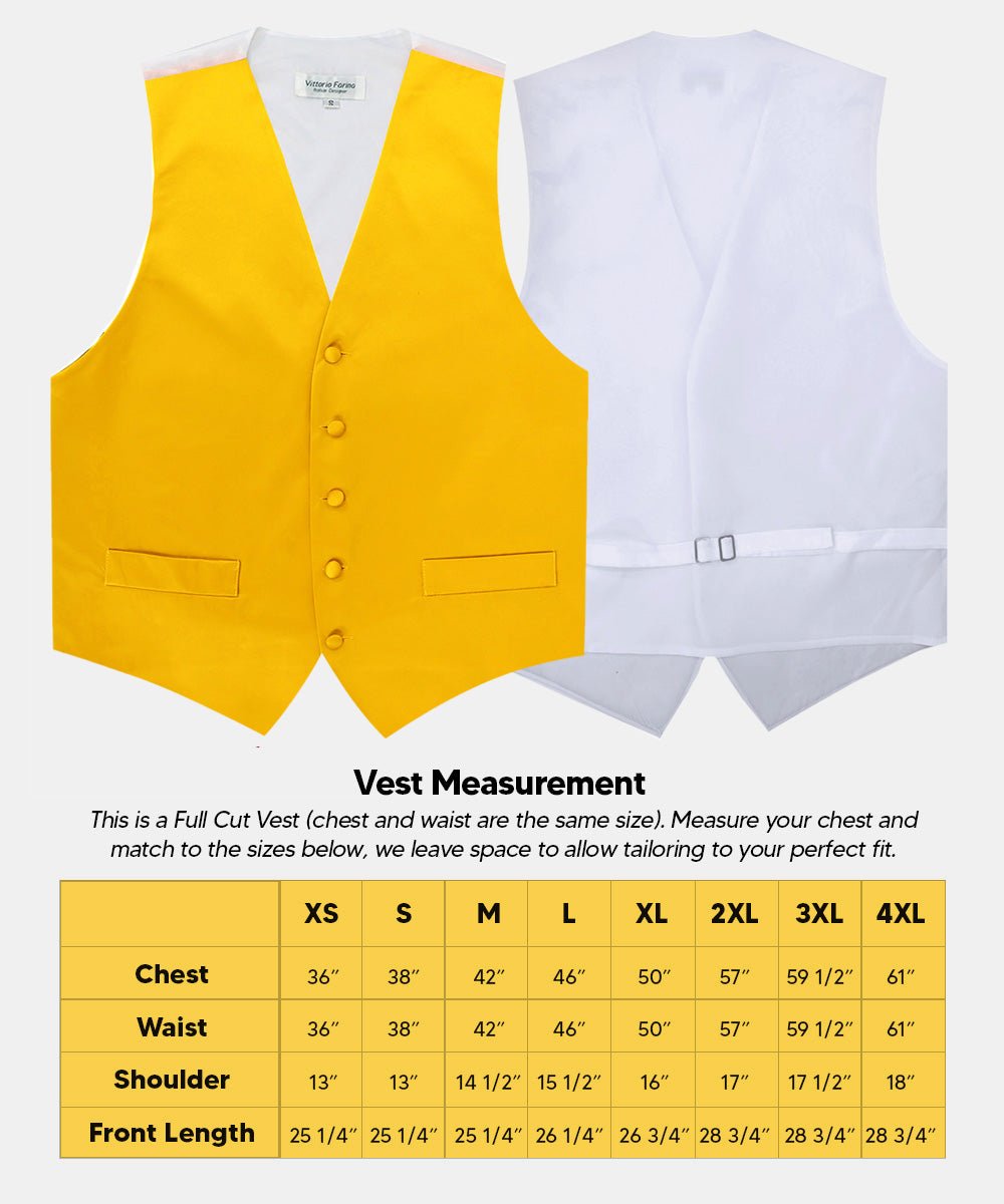 Vittorio Farina Men's Satin Vest, Necktie, Bow Tie and Pocket Square Set (White Back)