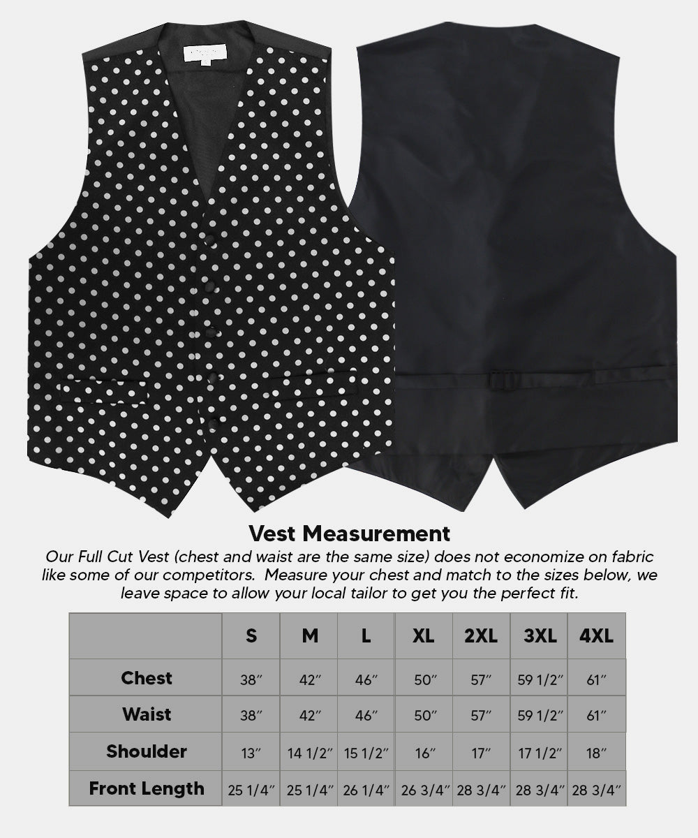 Vittorio Farina Men's White and Black Dot Polka Dot Vest, Necktie, Bow Tie and Pocket Square Set
