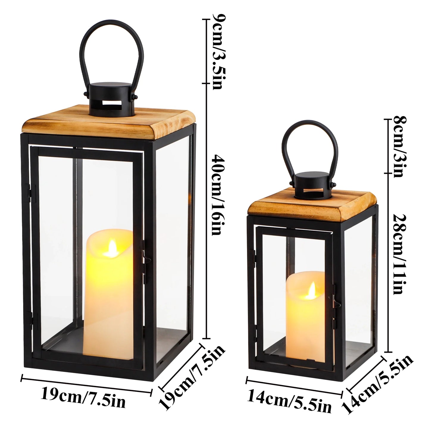 Set of 2 16'' & 11'' High Decorative Candle Lanterns