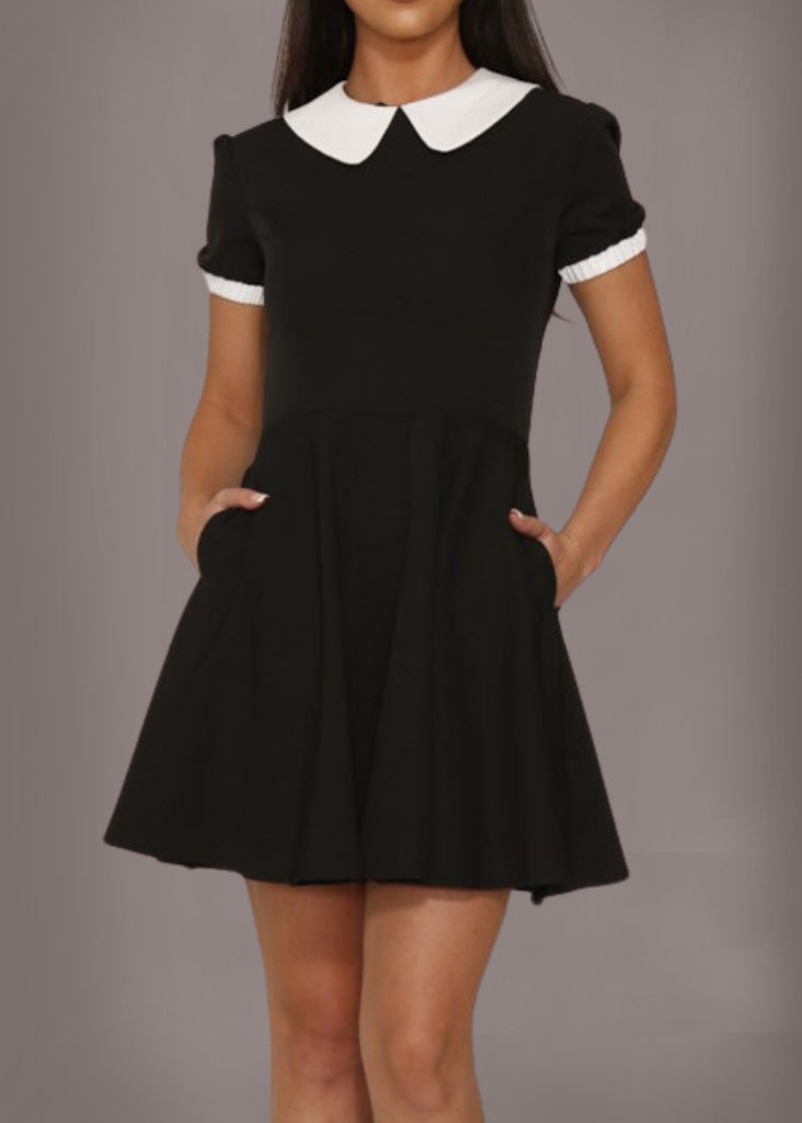 On Wednesday We Wear Black Collar Goth Dress - Concordia Style Boutique