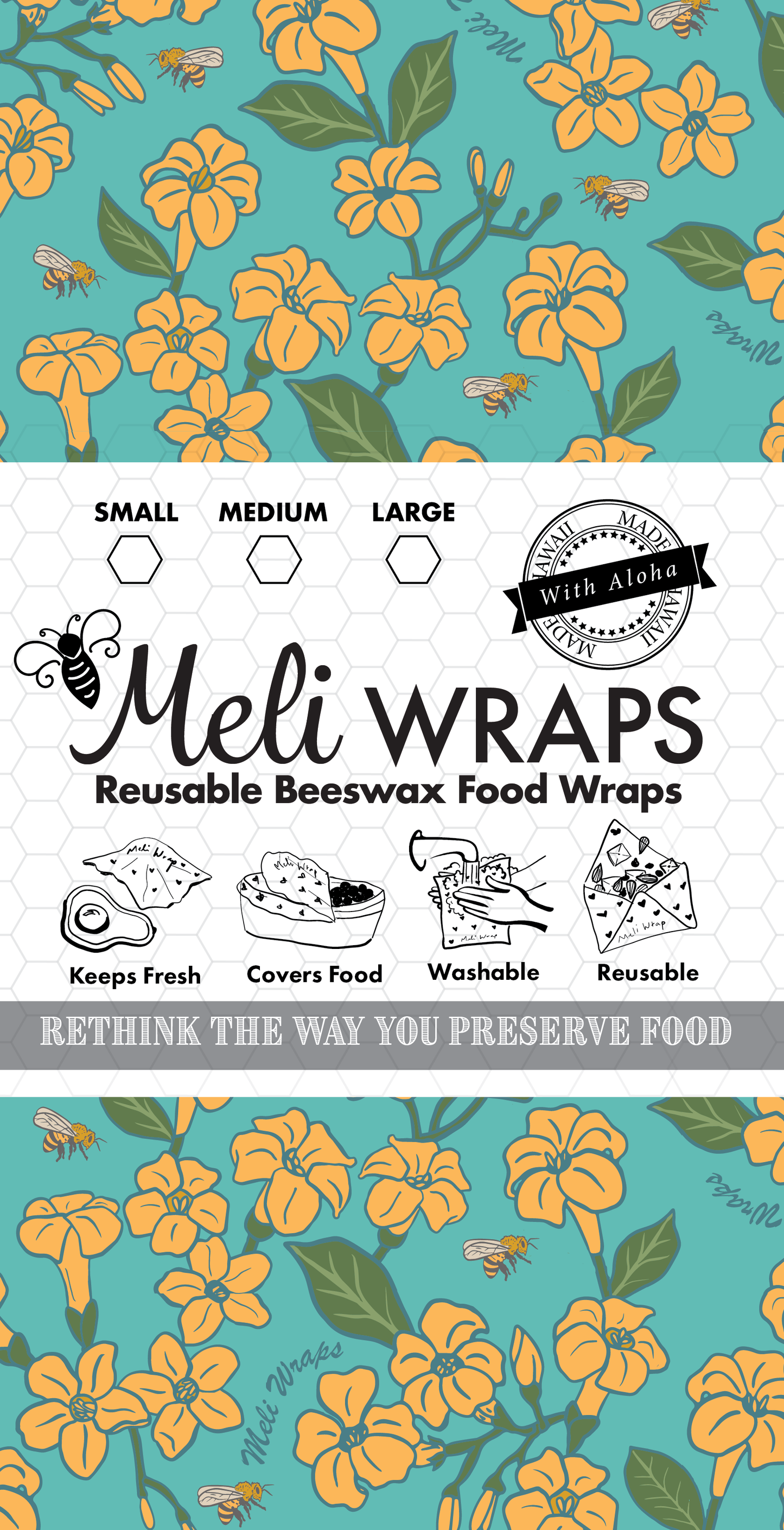 Beeswax Food Wrap - Puakenikeni Print - Concordia Style Boutique