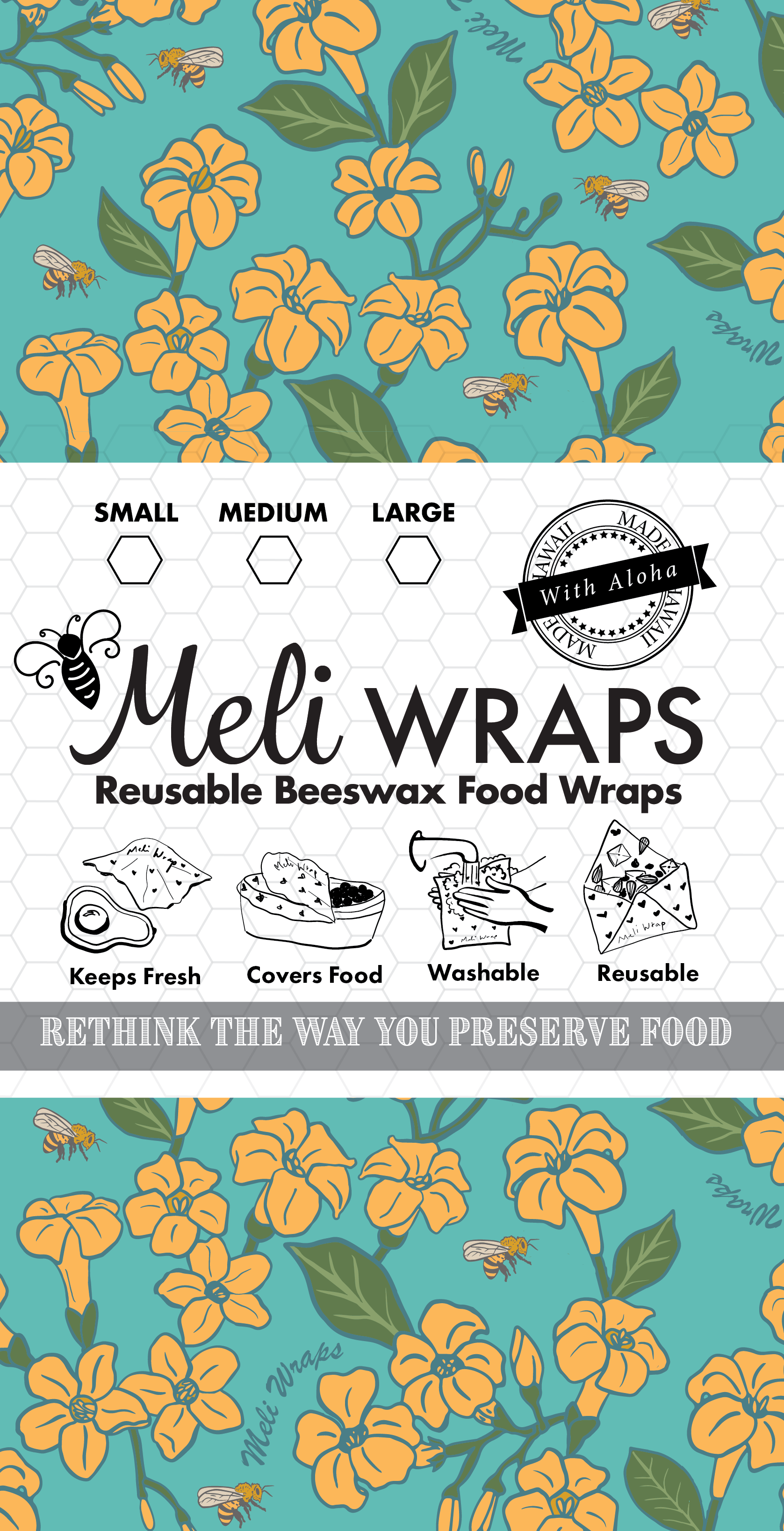 Beeswax Food Wrap - Puakenikeni Print - Concordia Style Boutique