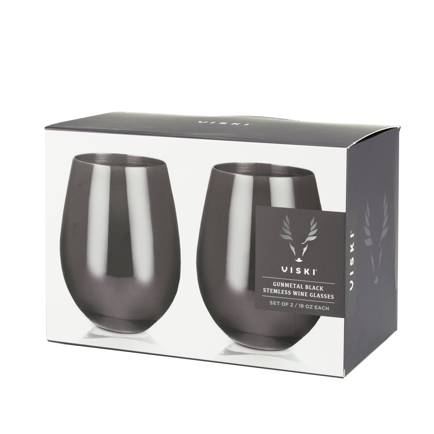 Stainless Steel Stemless Wine Glasses in Gunmetal Set of 2 - Premium Drinkware from Viski - Just $42.99! Shop now at Concordia Style Boutique