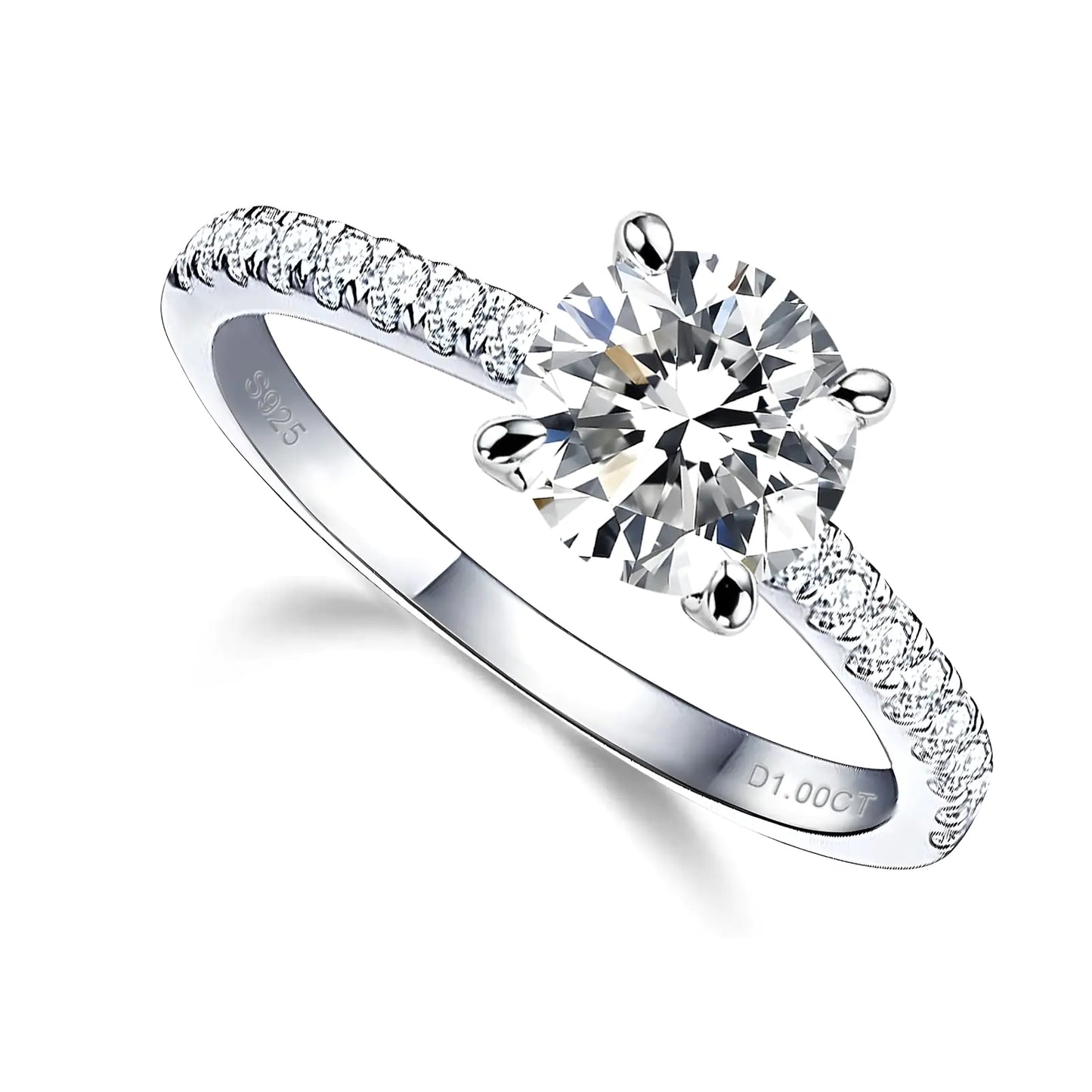 Moissanite Rings for Women 1CT Moissanite Engagement Ring Sterling Silver Rings Size 6 - Concordia Style Boutique