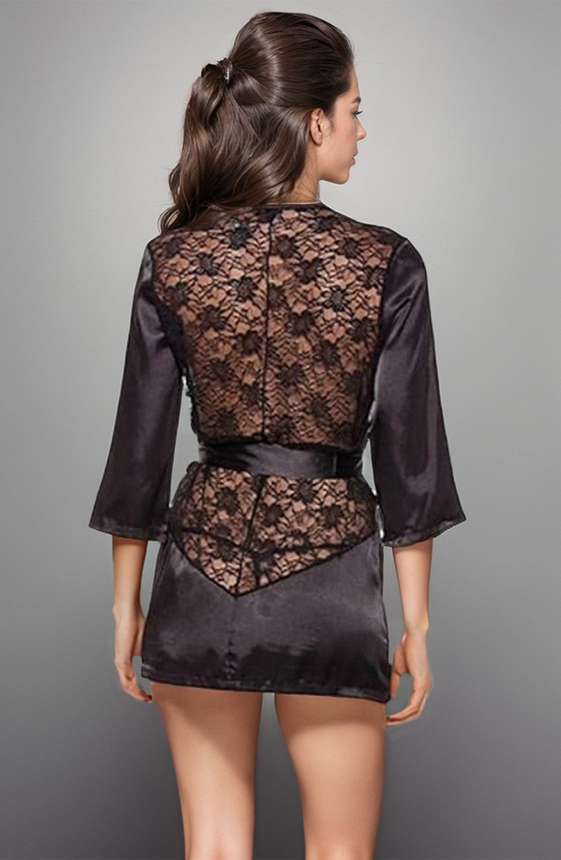 Satin Robe with Lace - Concordia Style Boutique