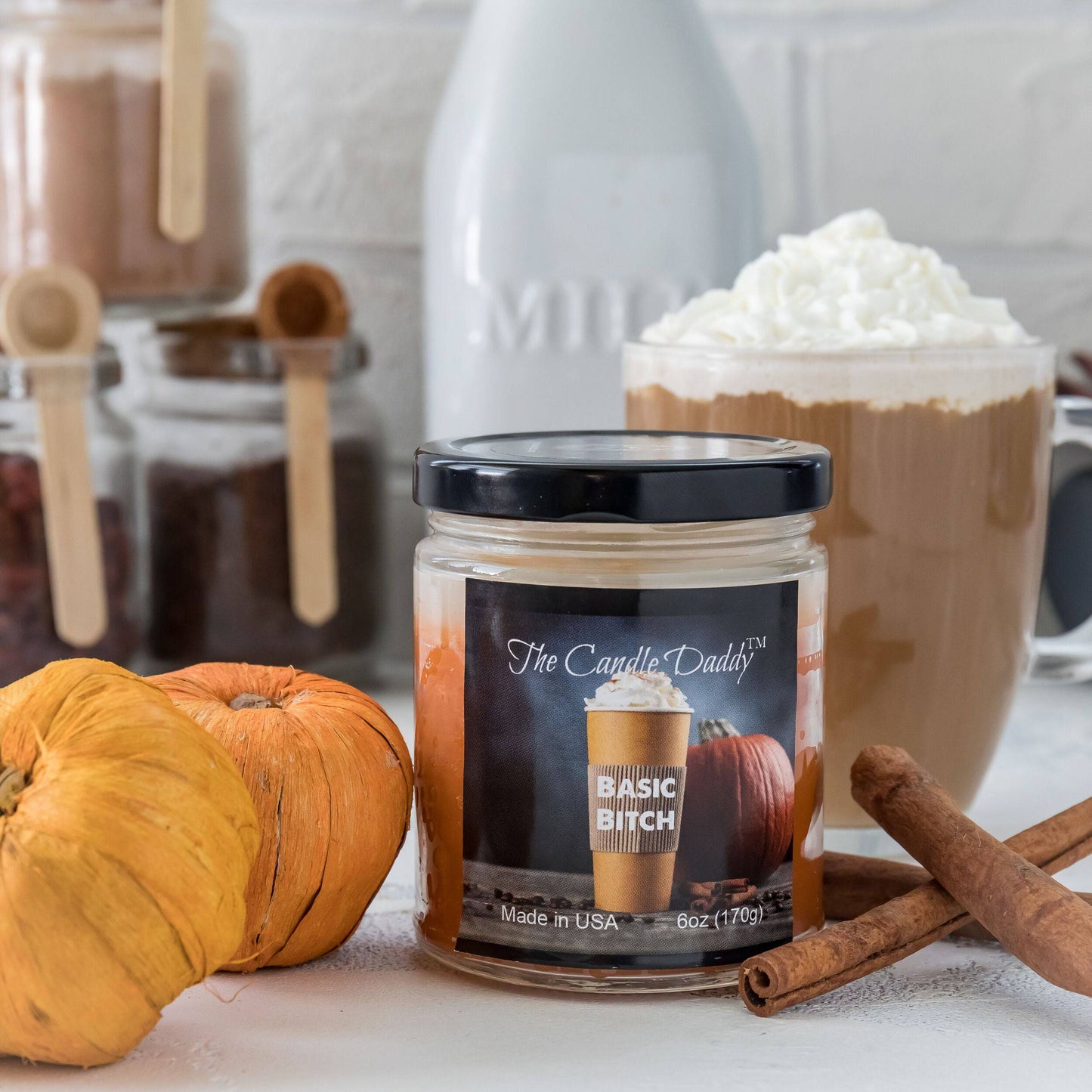 Basic Bitch - Funny Pumpkin Spice Latte Jar Candle 6 Ounce - 40 Hour Burn