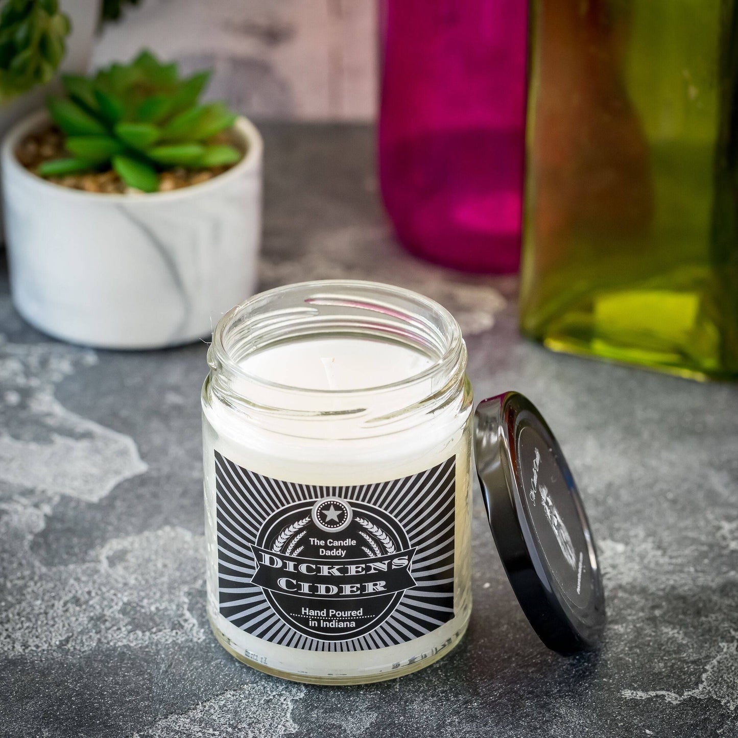 Dickens Cider- Apple Bourbon Cider Scented Jar Candle- 6 Ounce- 40 Hour Burn