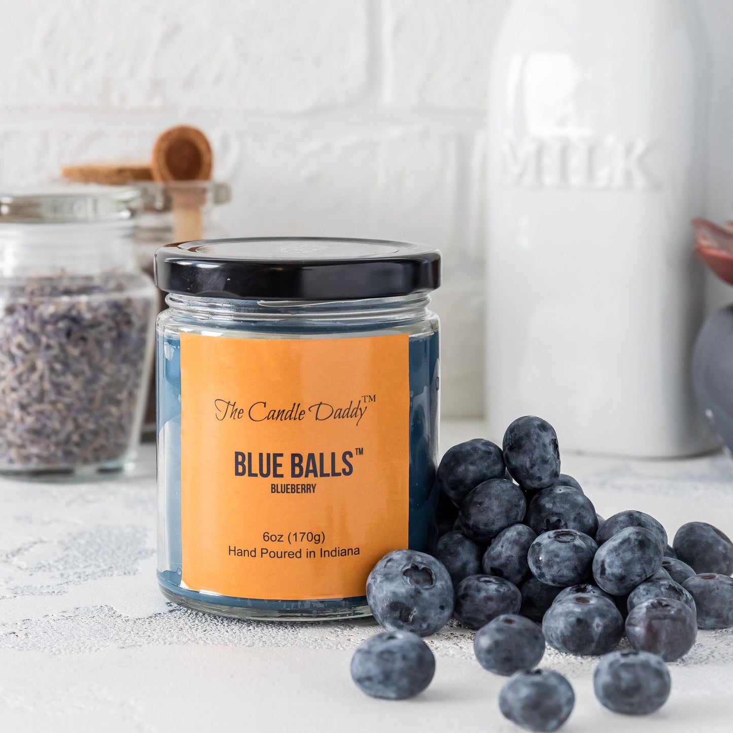 Blue Balls - Blueberry Scented Jar Candle- 6 Ounce - 40 Hour Burn Time