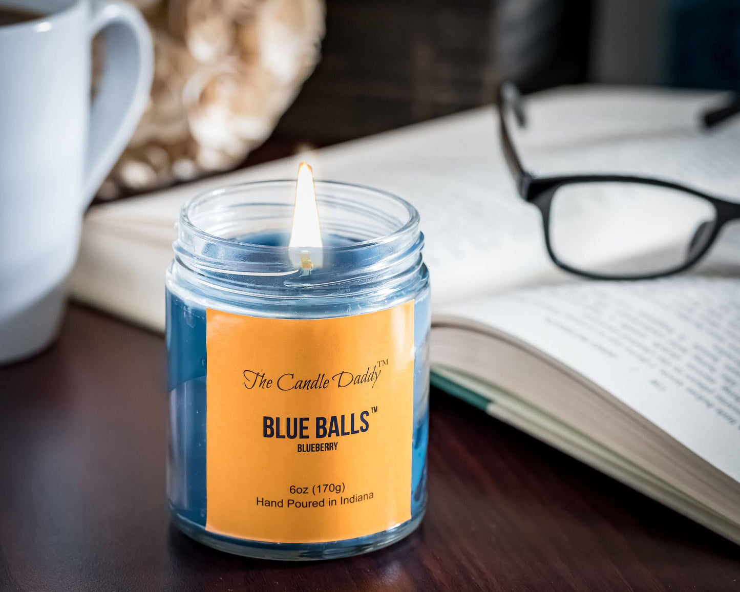 Blue Balls - Blueberry Scented Jar Candle- 6 Ounce - 40 Hour Burn Time