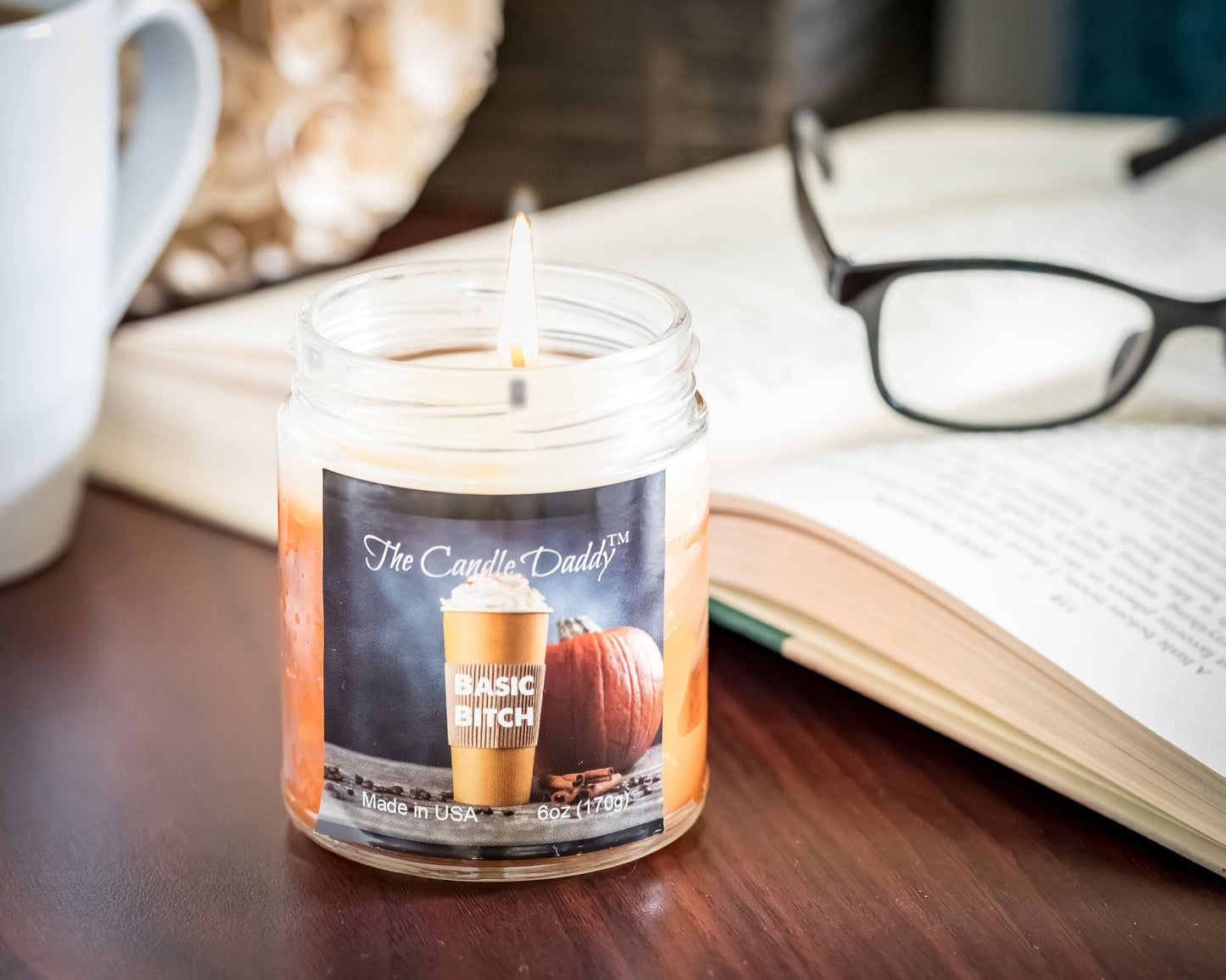 Basic Bitch - Funny Pumpkin Spice Latte Jar Candle 6 Ounce - 40 Hour Burn