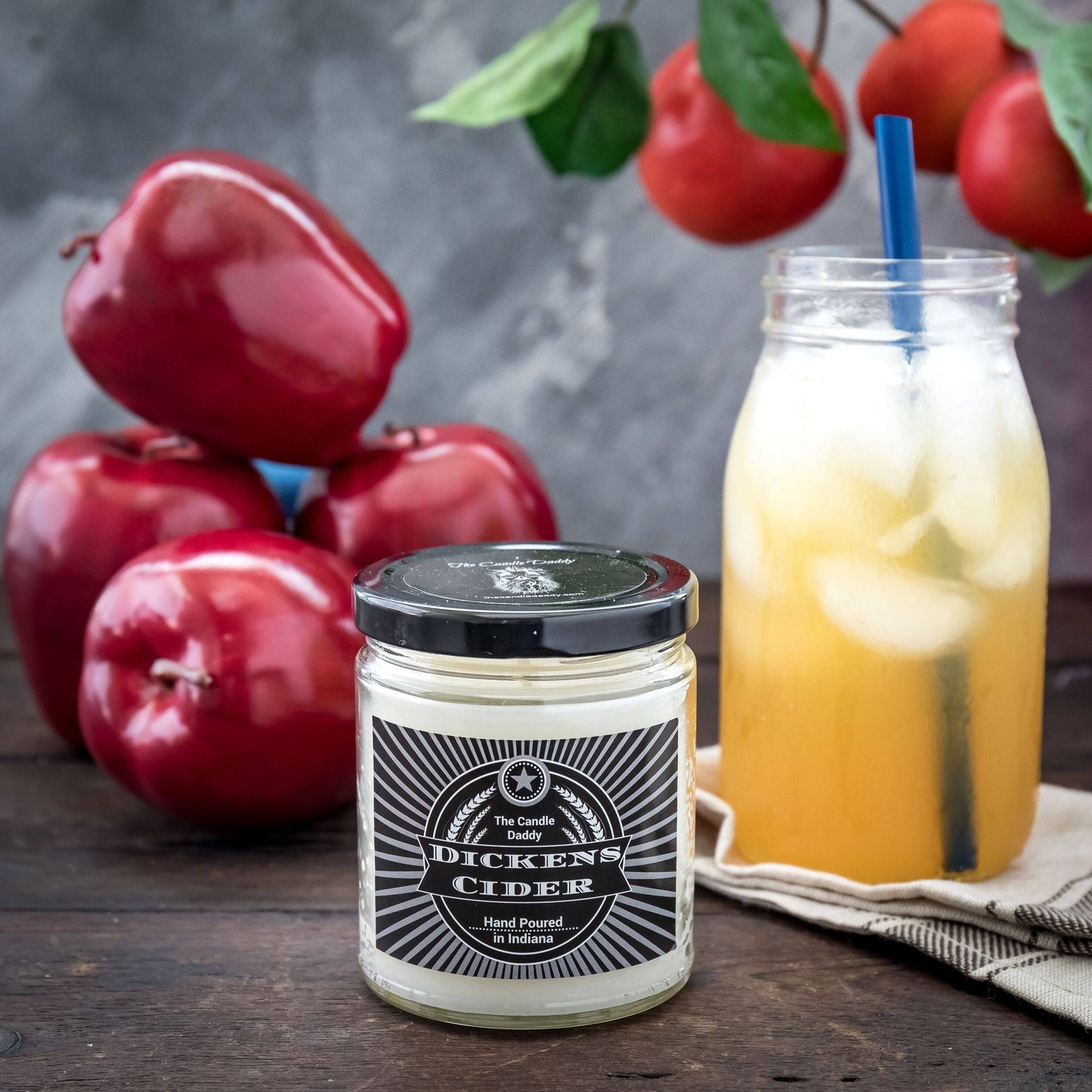 Dickens Cider- Apple Bourbon Cider Scented Jar Candle- 6 Ounce- 40 Hour Burn