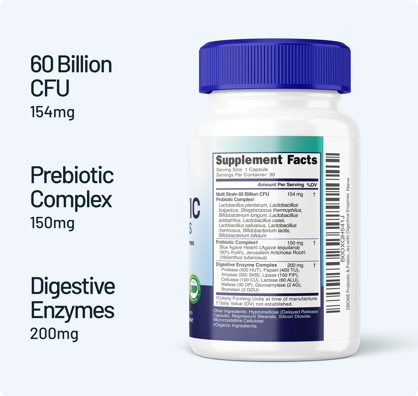 ZBIOME Probiotic + Prebiotic + Digestive Enzymes 90 Day Supply