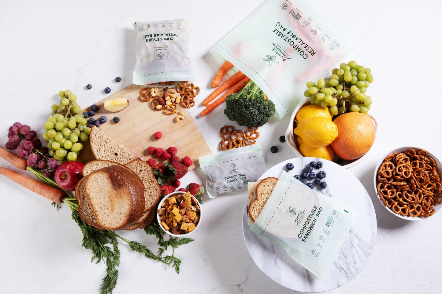 The Complete Eco Friendly Kitchen Bundle – Compostable Zip Bags, Cling wrap, Sponges & Trash Bags