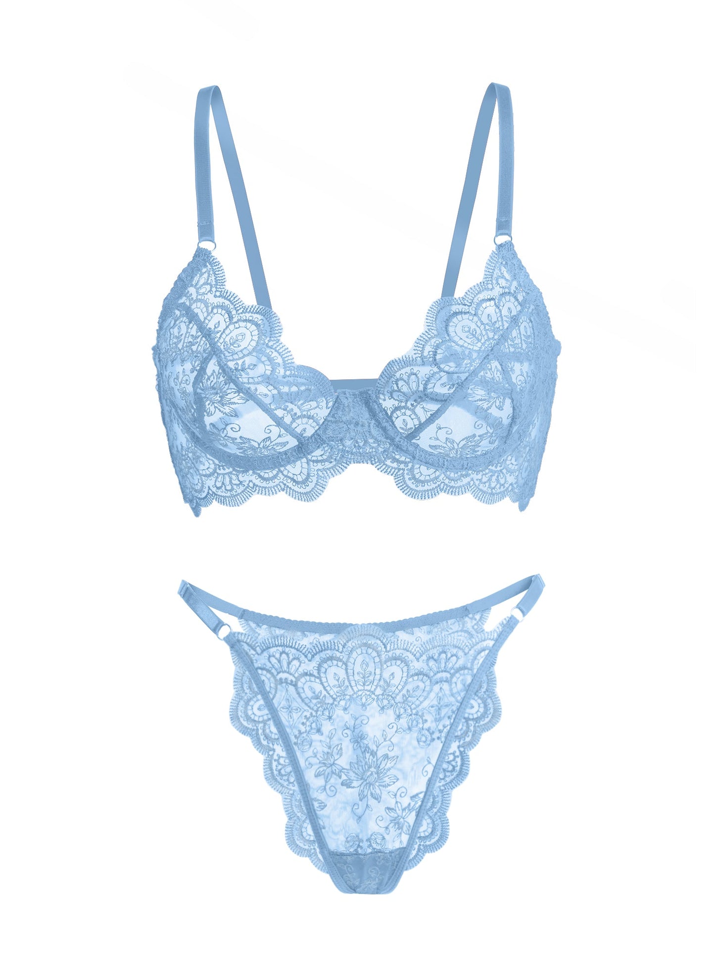 Blue Exquisite Lace Lingerie Set - Concordia Style Boutique