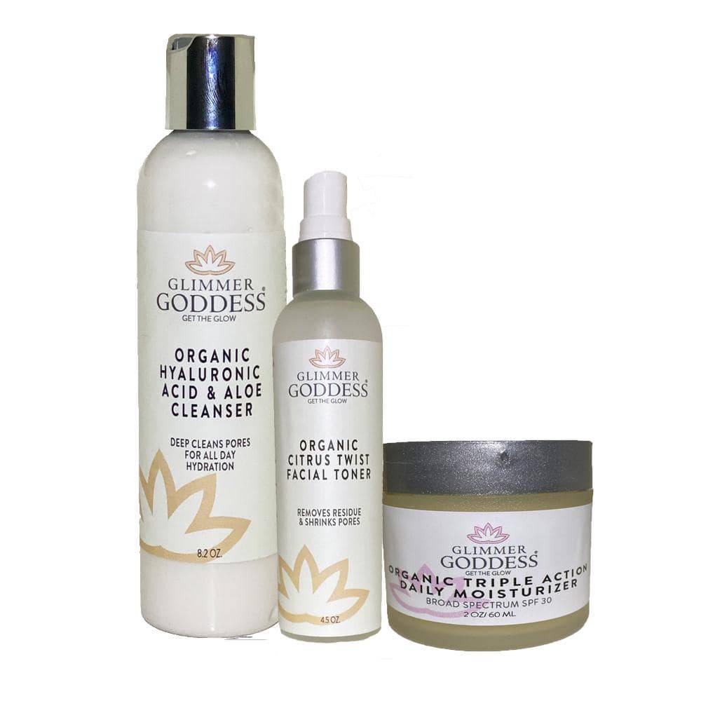 Organic 3 Step Anti-Aging Starter Kit - Cleanse, Tone & Moisturize - Concordia Style Boutique