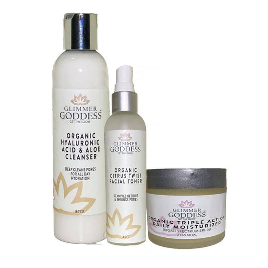 Organic 3 Step Anti-Aging Starter Kit - Cleanse, Tone & Moisturize - Concordia Style Boutique