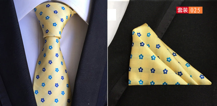 SOURCE Factory in Stock Supply Polyester Large Waist Flower Suit Tie Men's Pocket Square Suit