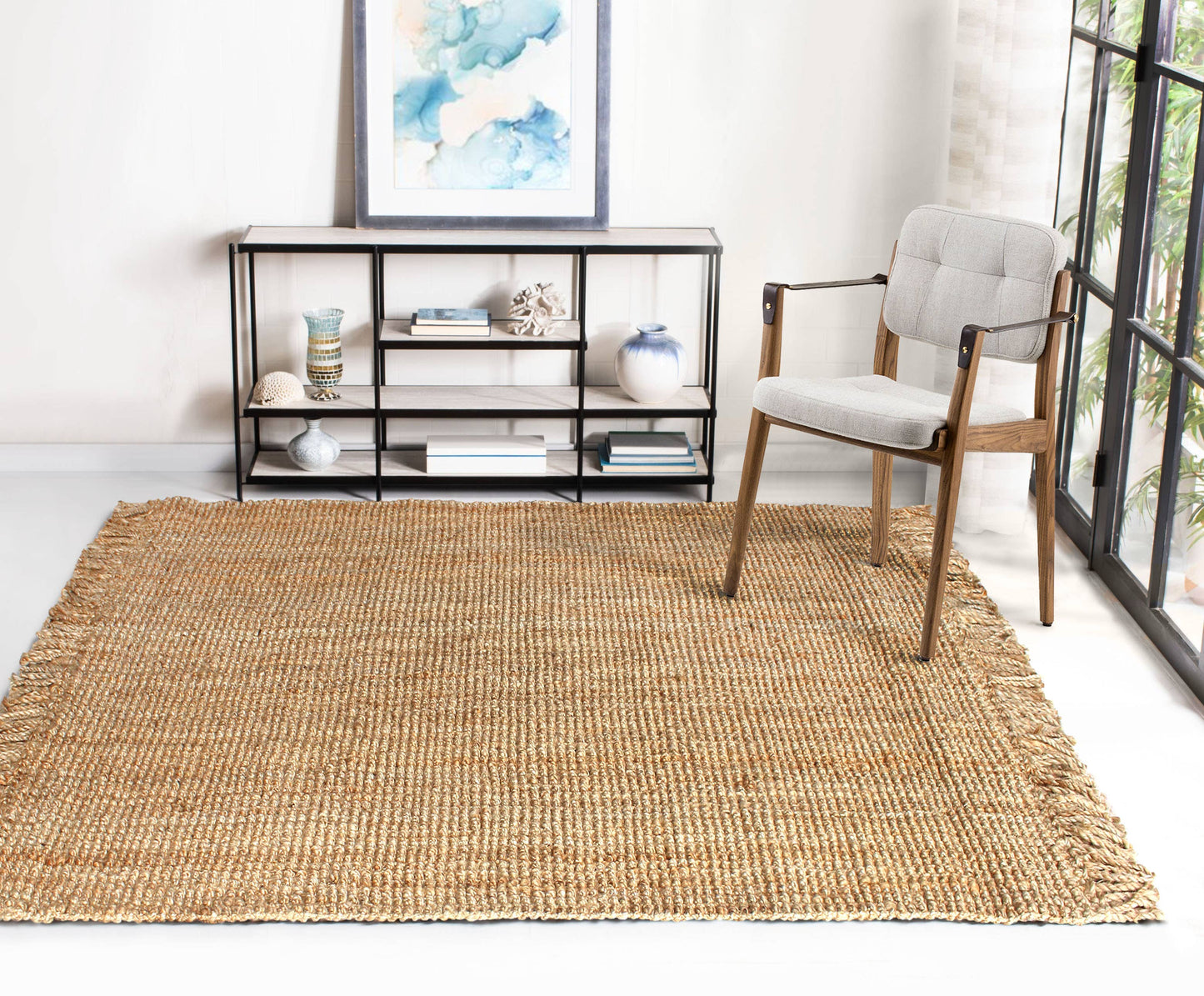 RugSmith Natural Woven Urban Fringed Doormat, 7'6" x 9'6"Heart