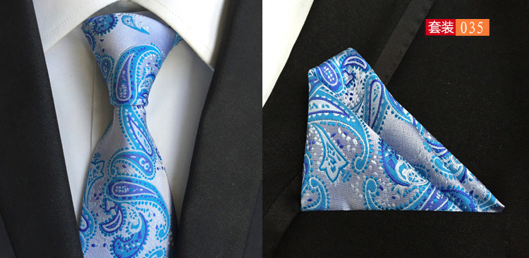 SOURCE Factory in Stock Supply Polyester Large Waist Flower Suit Tie Men's Pocket Square Suit