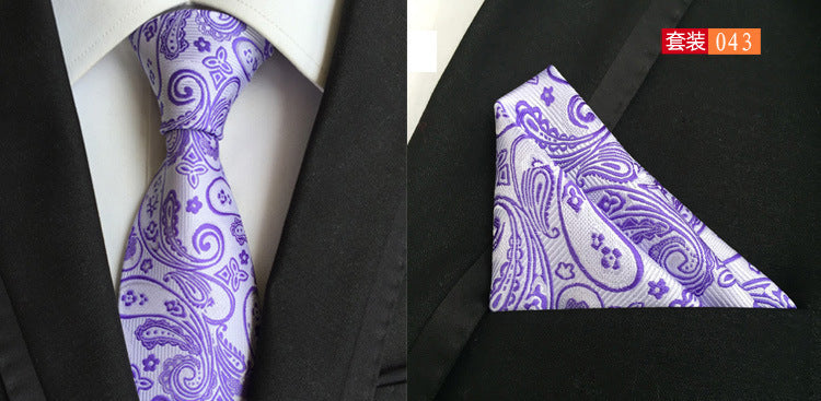 SOURCE Factory in Stock Supply Polyester Large Waist Flower Suit Tie Men's Pocket Square Suit