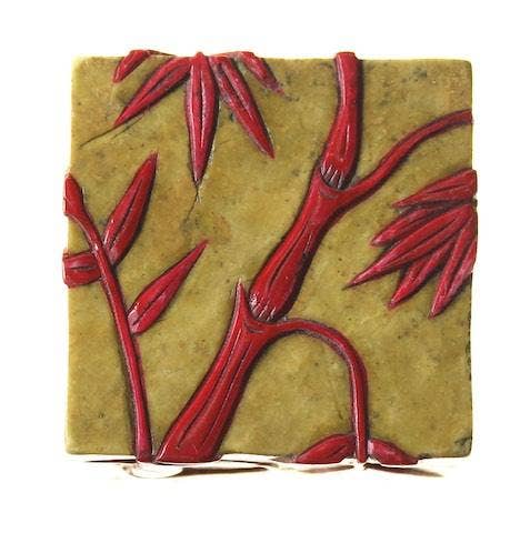 Bamboo Design - Small Cube Soapstone Trinket Decor BoxHeart