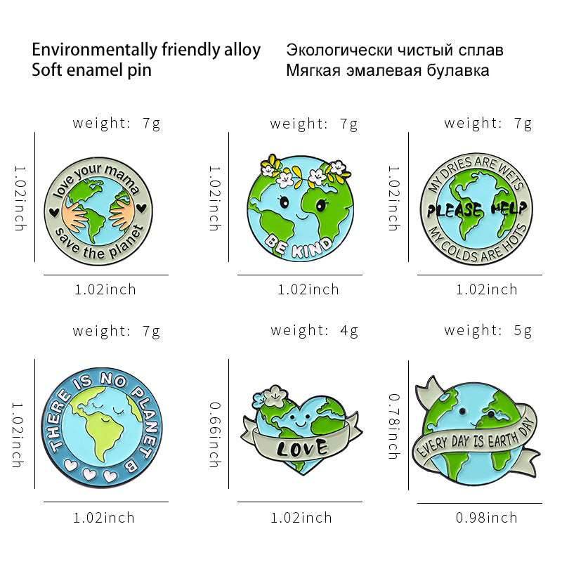 Amazon Love Earth Brooch Green round Environmental Protection Golden M Badge Wear Medal Collar Pin Brooch - Concordia Style Boutique