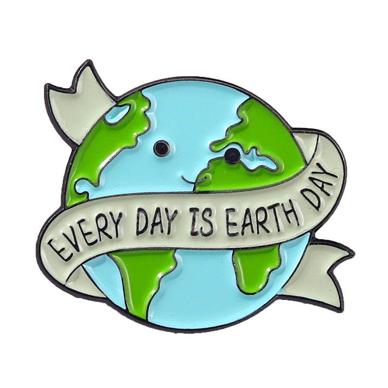 Amazon Love Earth Brooch Green round Environmental Protection Golden M Badge Wear Medal Collar Pin Brooch - Concordia Style Boutique