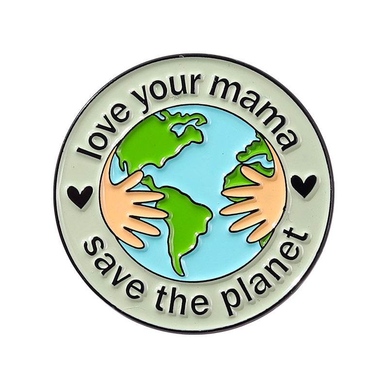 Amazon Love Earth Brooch Green round Environmental Protection Golden M Badge Wear Medal Collar Pin Brooch - Concordia Style Boutique