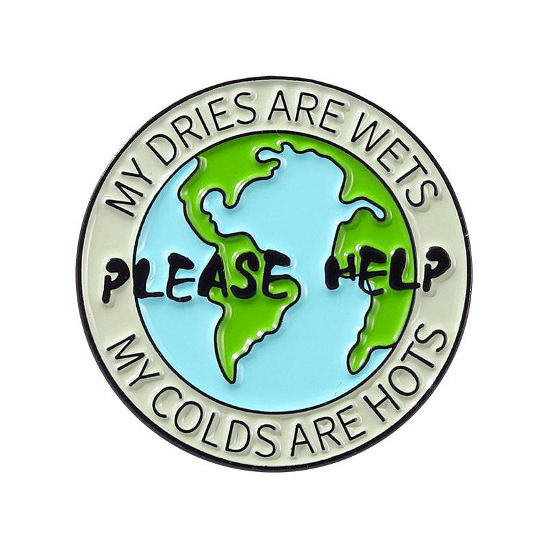 Amazon Love Earth Brooch Green round Environmental Protection Golden M Badge Wear Medal Collar Pin Brooch - Concordia Style Boutique