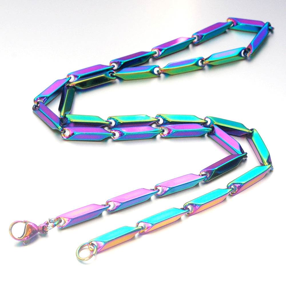 Stainless Steel Necklace Titanium Steel Men's Chain Handmade Diamond Square Chain Girl Pendant Necklace Ornament Accessories - Concordia Style Boutique