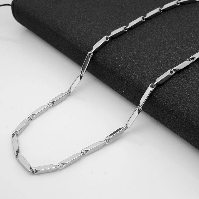 Stainless Steel Necklace Titanium Steel Men's Chain Handmade Diamond Square Chain Girl Pendant Necklace Ornament Accessories - Concordia Style Boutique
