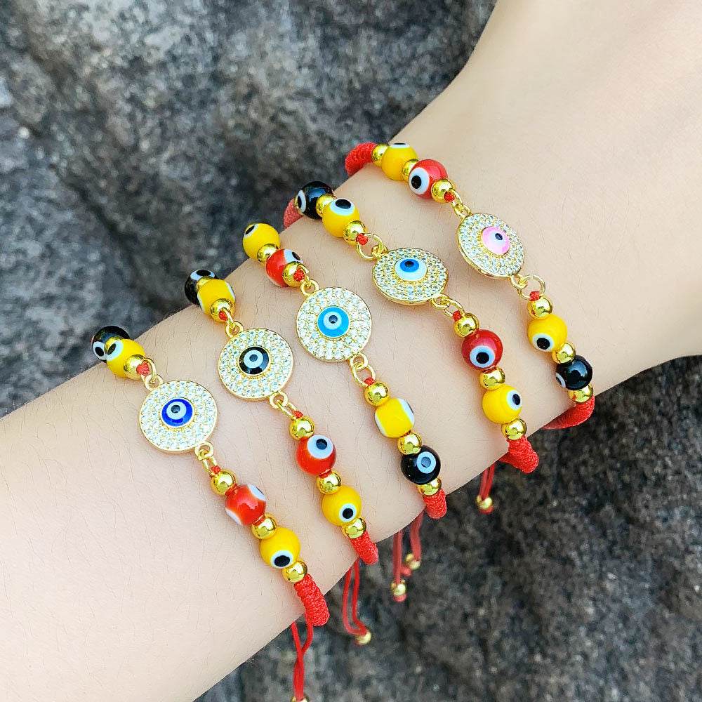 Europe and America Cross Border Bracelet Bohemian Style Handmade Braided Red Rope Bracelet Personality Devil's Eye Bracelet Brj22 - Concordia Style Boutique