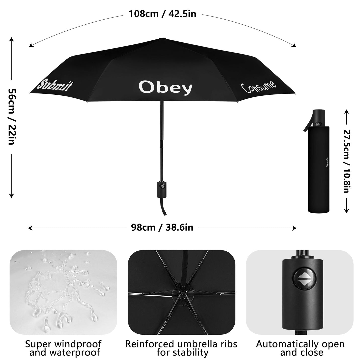 Umbrella - Fully Auto - Designed By Concordia - Premium from Concordia Style Boutique - Just $27.98! Shop now at Concordia Style Boutique