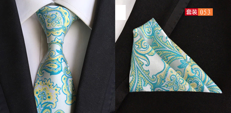 SOURCE Factory in Stock Supply Polyester Large Waist Flower Suit Tie Men's Pocket Square Suit
