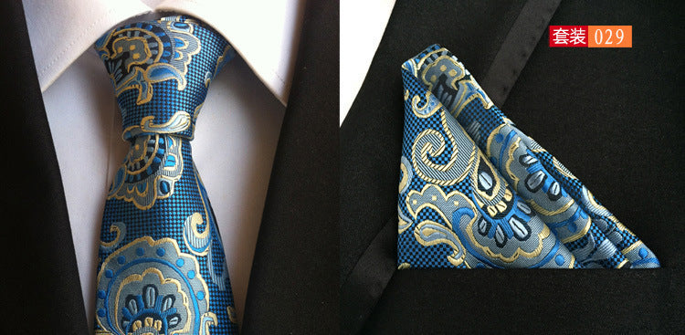 SOURCE Factory in Stock Supply Polyester Large Waist Flower Suit Tie Men's Pocket Square Suit