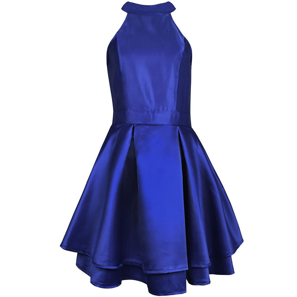 Blue Halter Neck Backless Skater Dress - Premium from Concordia Style Boutique - Just $21.85! Shop now at Concordia Style Boutique
