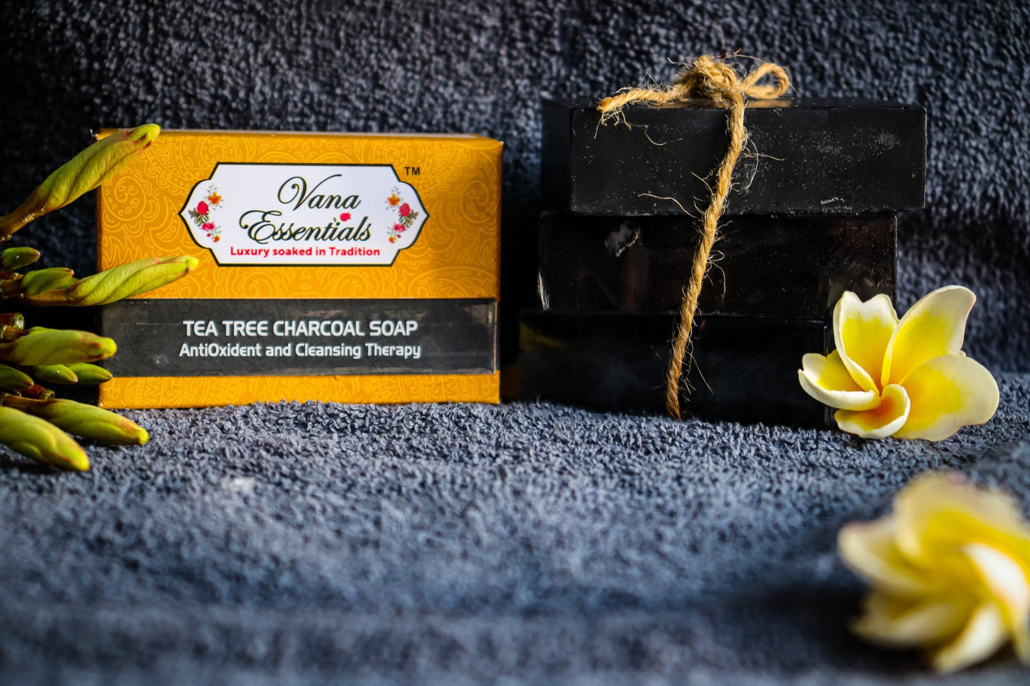 Vana Essentials Organic Tea tree Charcoal Soap (110 gms) Antioxidant & Cleansing Therapy For Blackheads & Acne - Concordia Style Boutique