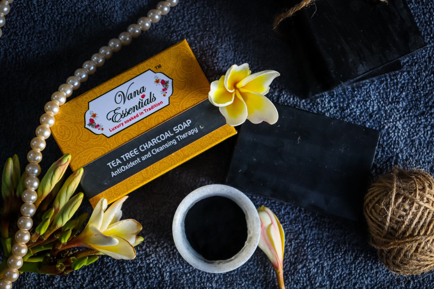 Vana Essentials Organic Tea tree Charcoal Soap (110 gms) Antioxidant & Cleansing Therapy For Blackheads & Acne - Concordia Style Boutique