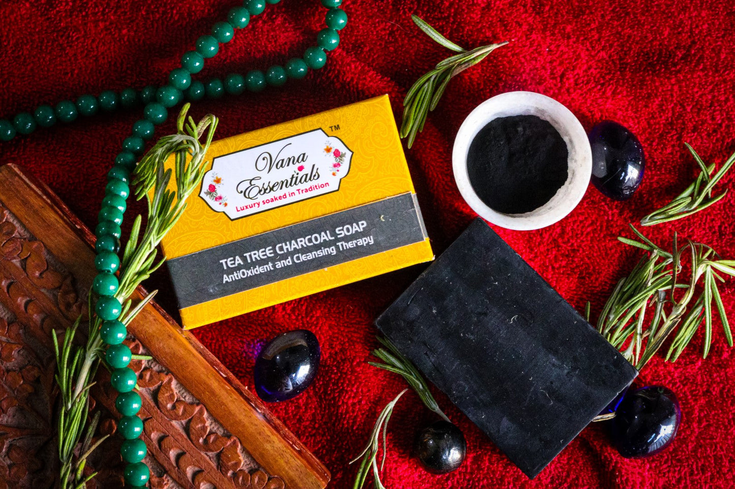Vana Essentials Organic Tea tree Charcoal Soap (110 gms) Antioxidant & Cleansing Therapy For Blackheads & Acne - Concordia Style Boutique