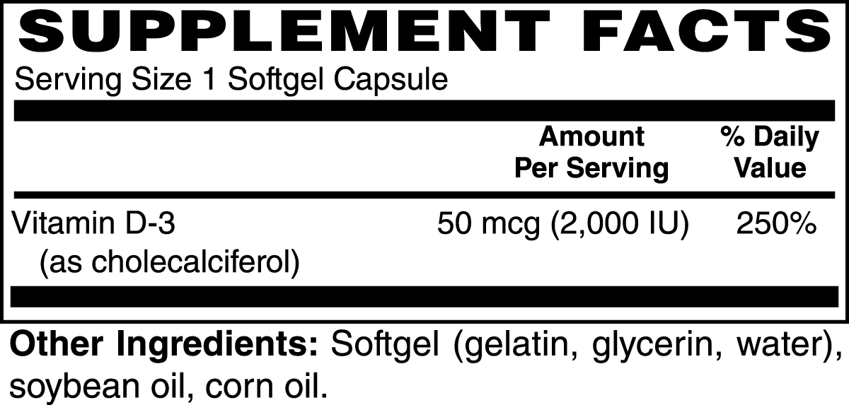 Vitamin D3 2,000 IU - Concordia Style Boutique