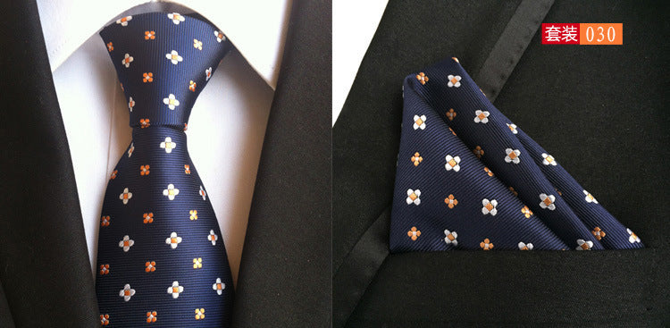 SOURCE Factory in Stock Supply Polyester Large Waist Flower Suit Tie Men's Pocket Square Suit